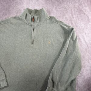 Polo Ralph Lauren Sweater Mens 2XB Big Green 1/4 Zip Knit Pullover Vintage